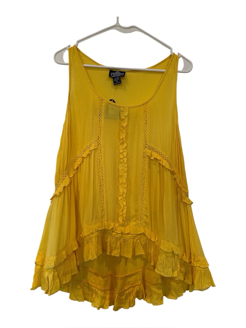 Angie Yellow Ruffle Tiered Tank
